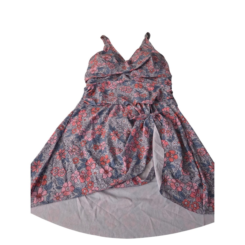 Blooming Jelly Floral Swim Dress One Piece Swimsuit Pink Blue Grey 3XL NWT